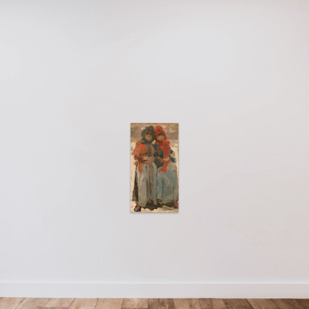 Two Young Women in the Snow unframed — shown to scale