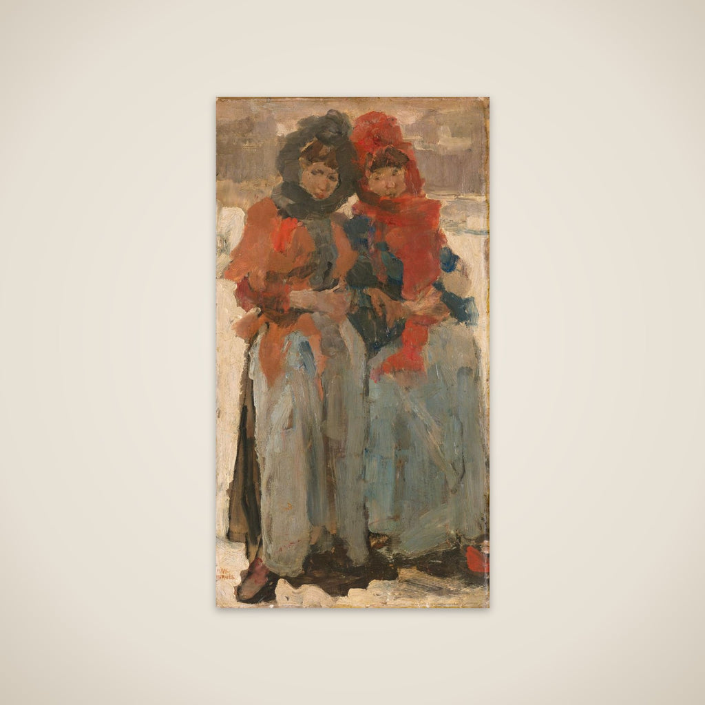 Two Young Women in the Snow unframed print