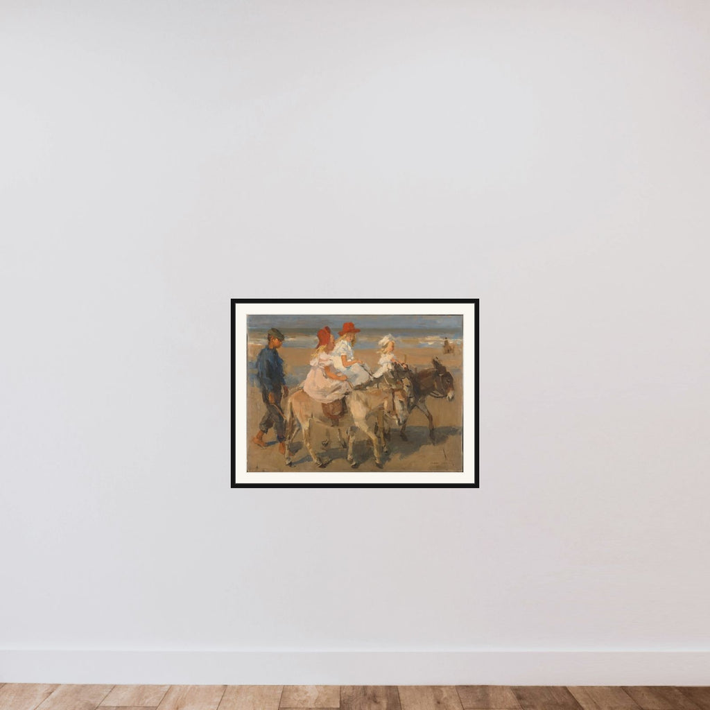 Donkey Riding on the Beach framed — shown to scale