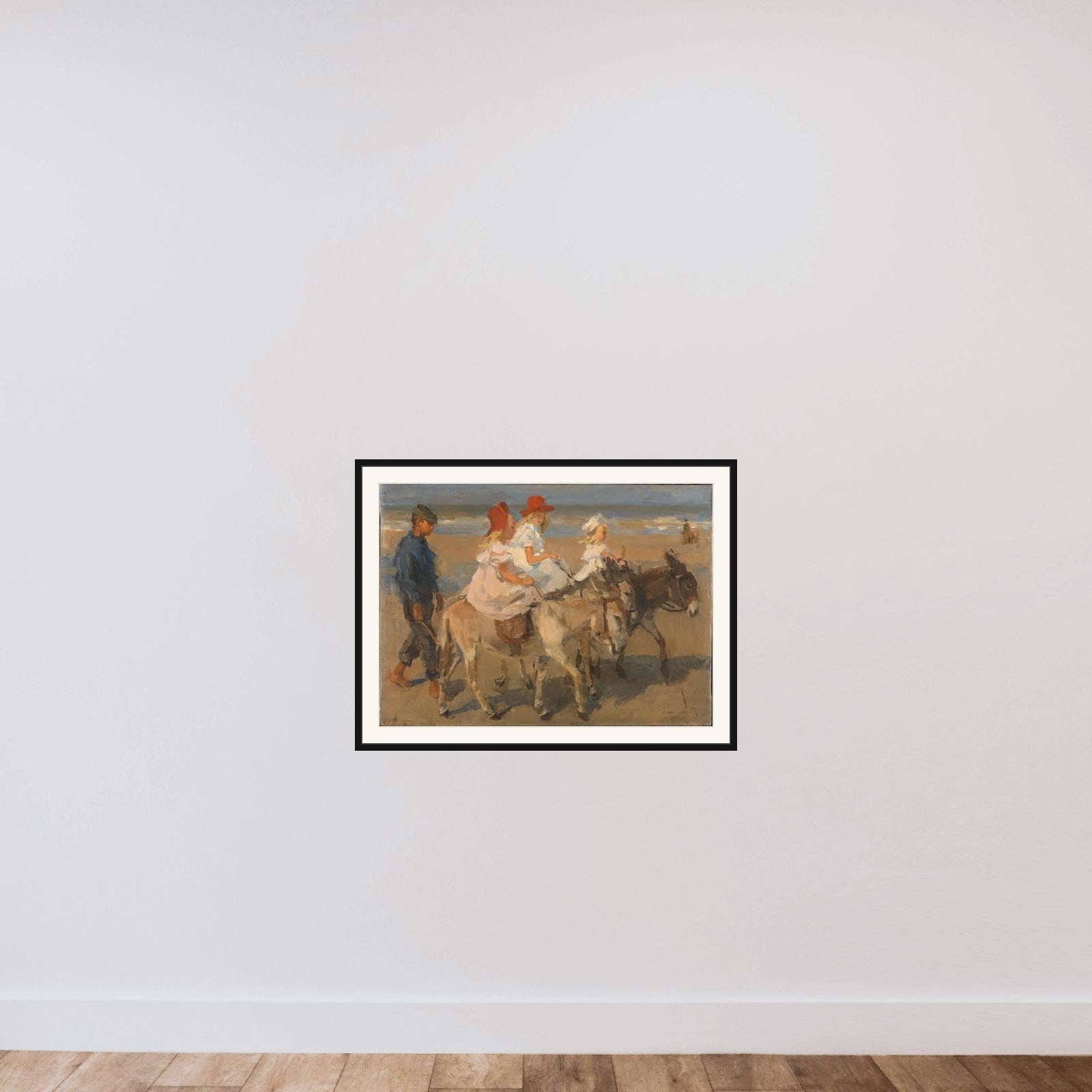 Donkey Riding on the Beach framed — shown to scale