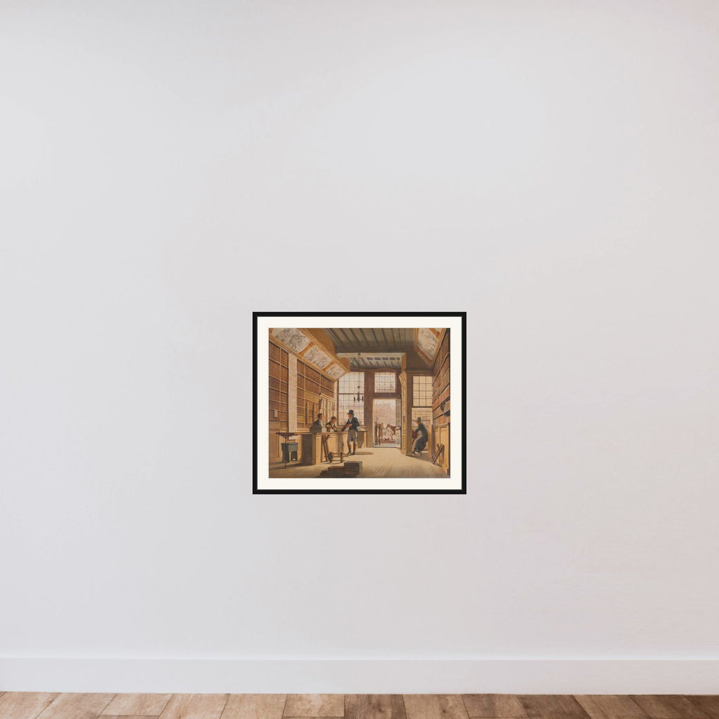 The Shop of the Bookdealer Pieter Meijer Warnars on the Vijgendam in Amsterdam framed — shown to scale