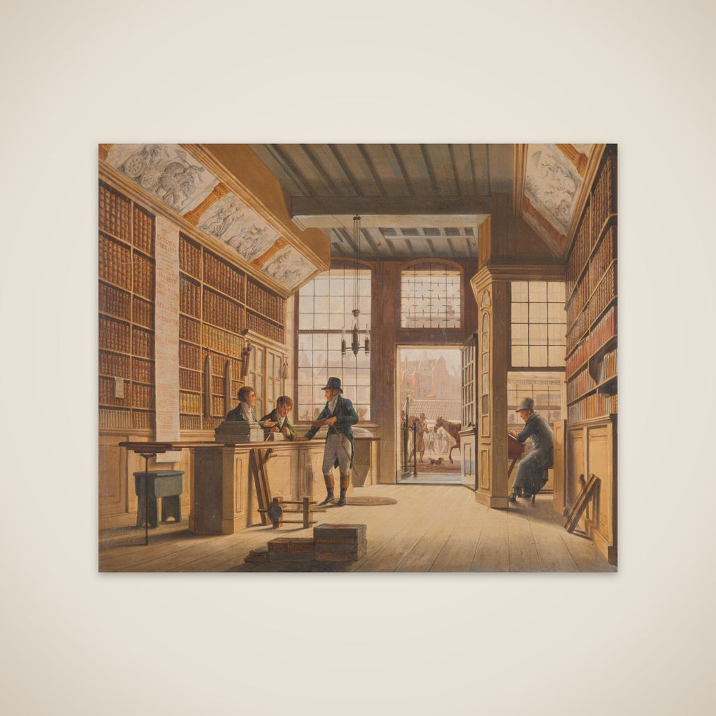 The Shop of the Bookdealer Pieter Meijer Warnars on the Vijgendam in Amsterdam unframed print