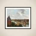 The Outer Moat of Amsterdam, with the Leidse Poort, seen from the Town Theatre framed