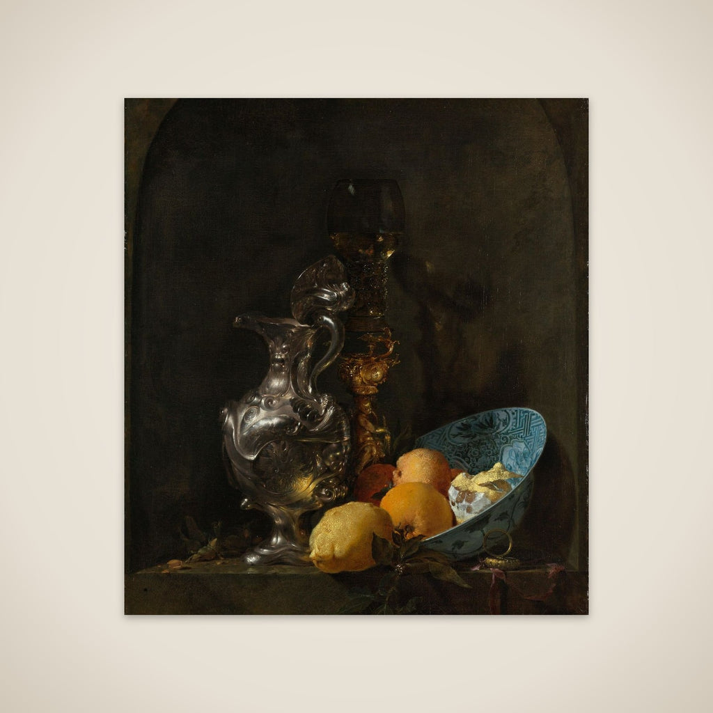 Still Life with a Silver Jug and a Porcelain Bowl unframed print