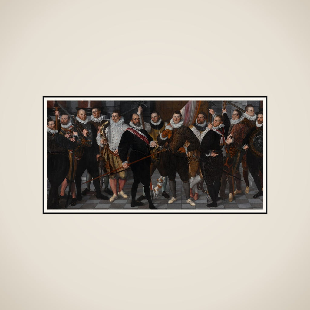 The Company of Captain  Dirck Jacobsz Rosecrans and Lieutenant Pauw, Amsterdam, 1588 framed