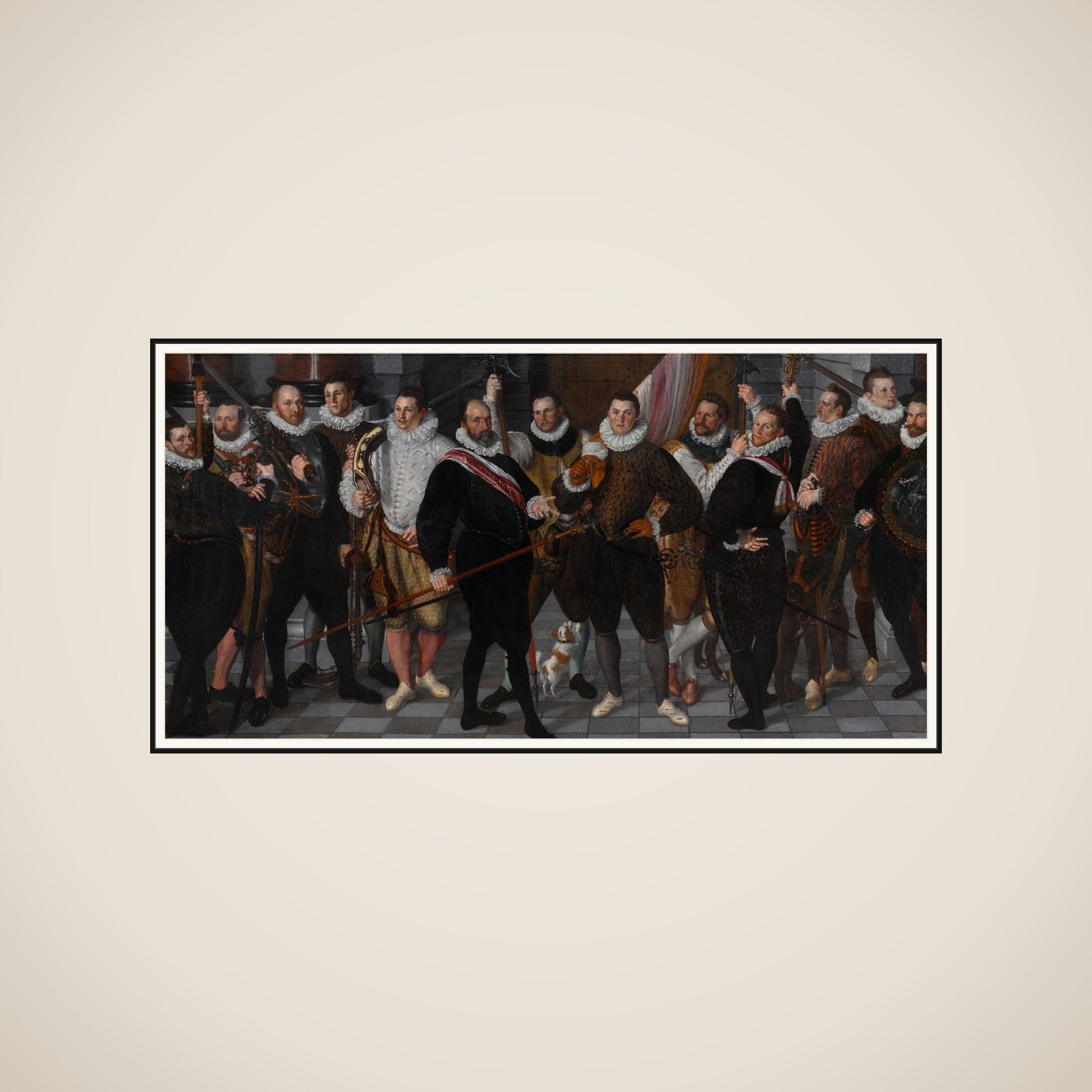 The Company of Captain  Dirck Jacobsz Rosecrans and Lieutenant Pauw, Amsterdam, 1588 framed