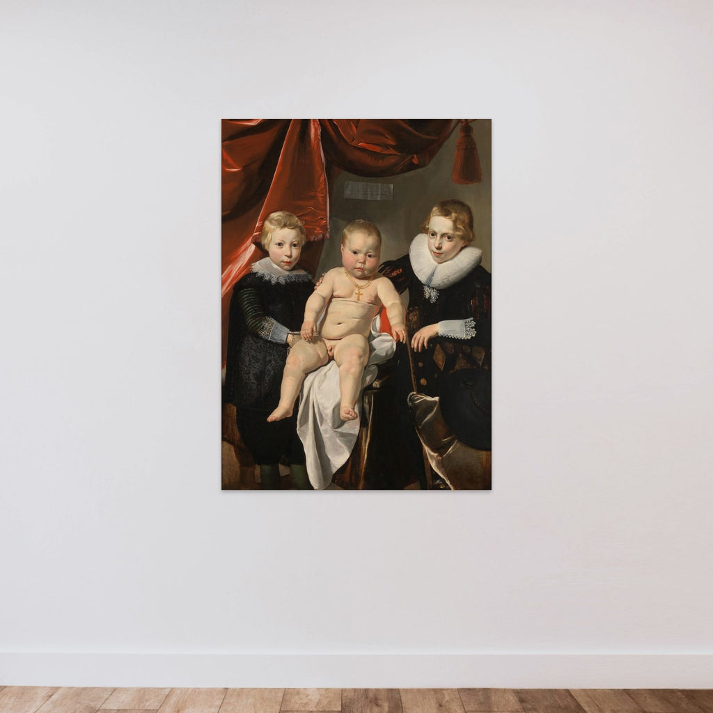 Group Portrait of Three Brothers, named Hendrick, Johannes and Simon unframed — shown to scale