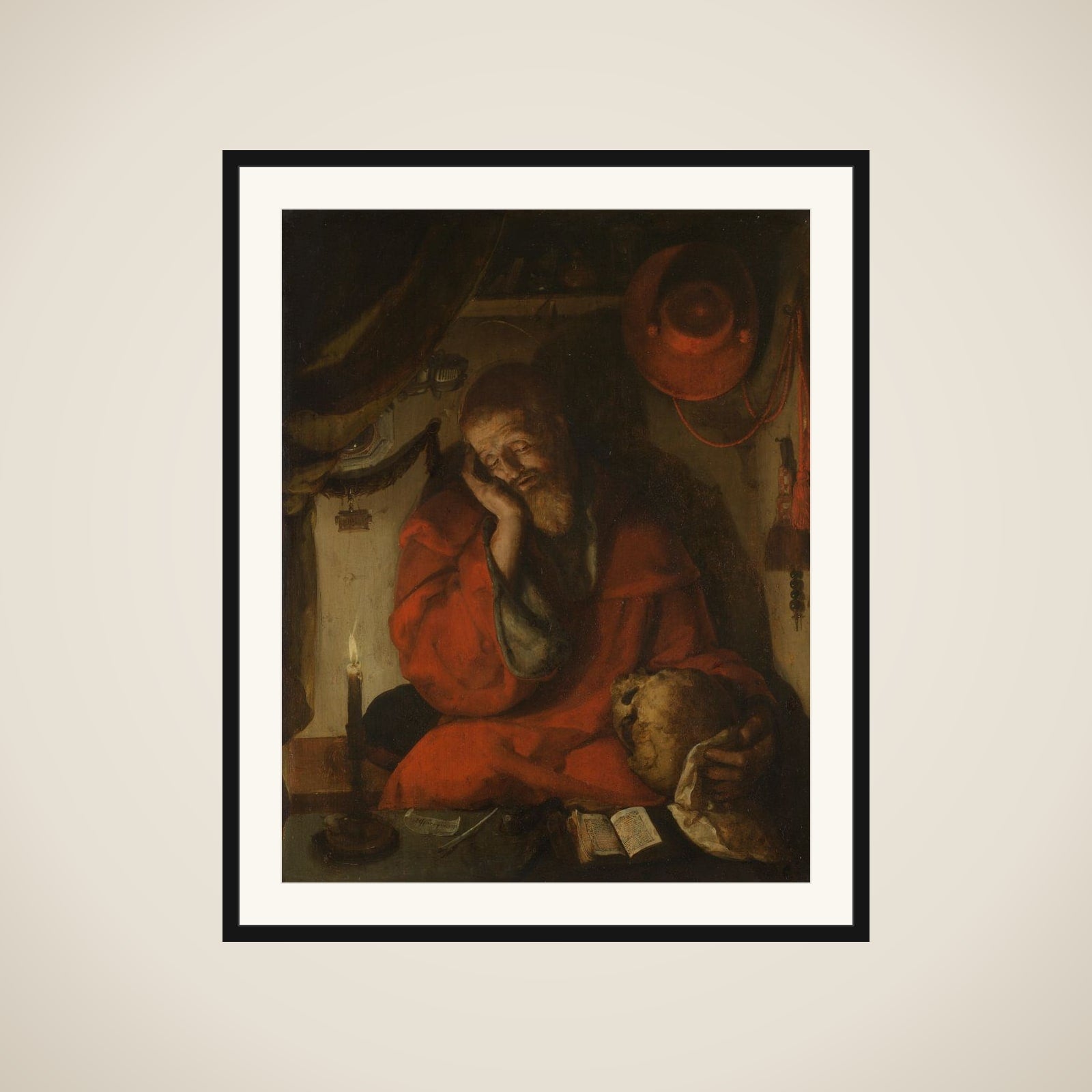 Saint Jerome in his Study by Candlelight framed