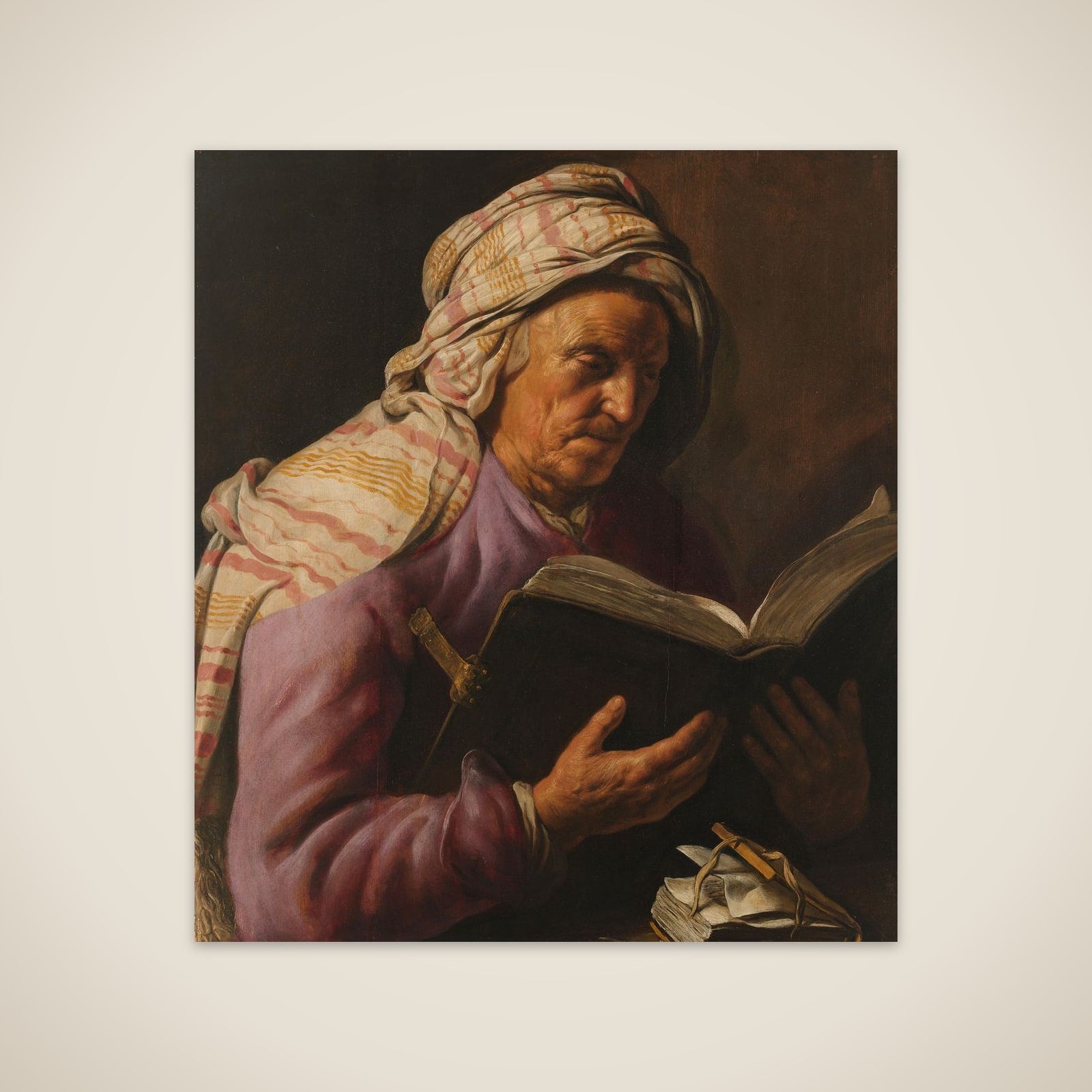 Old Woman Reading unframed print