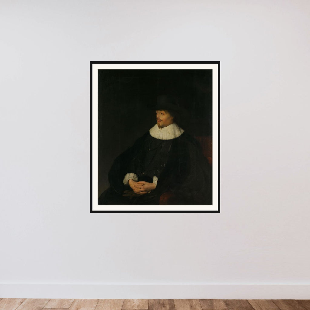 Constantijn Huygens (1596-1687), Lord of Zuylichem. Secretary of the Stadtholder, Prince Frederik Hendrik, and Poet framed — shown to scale