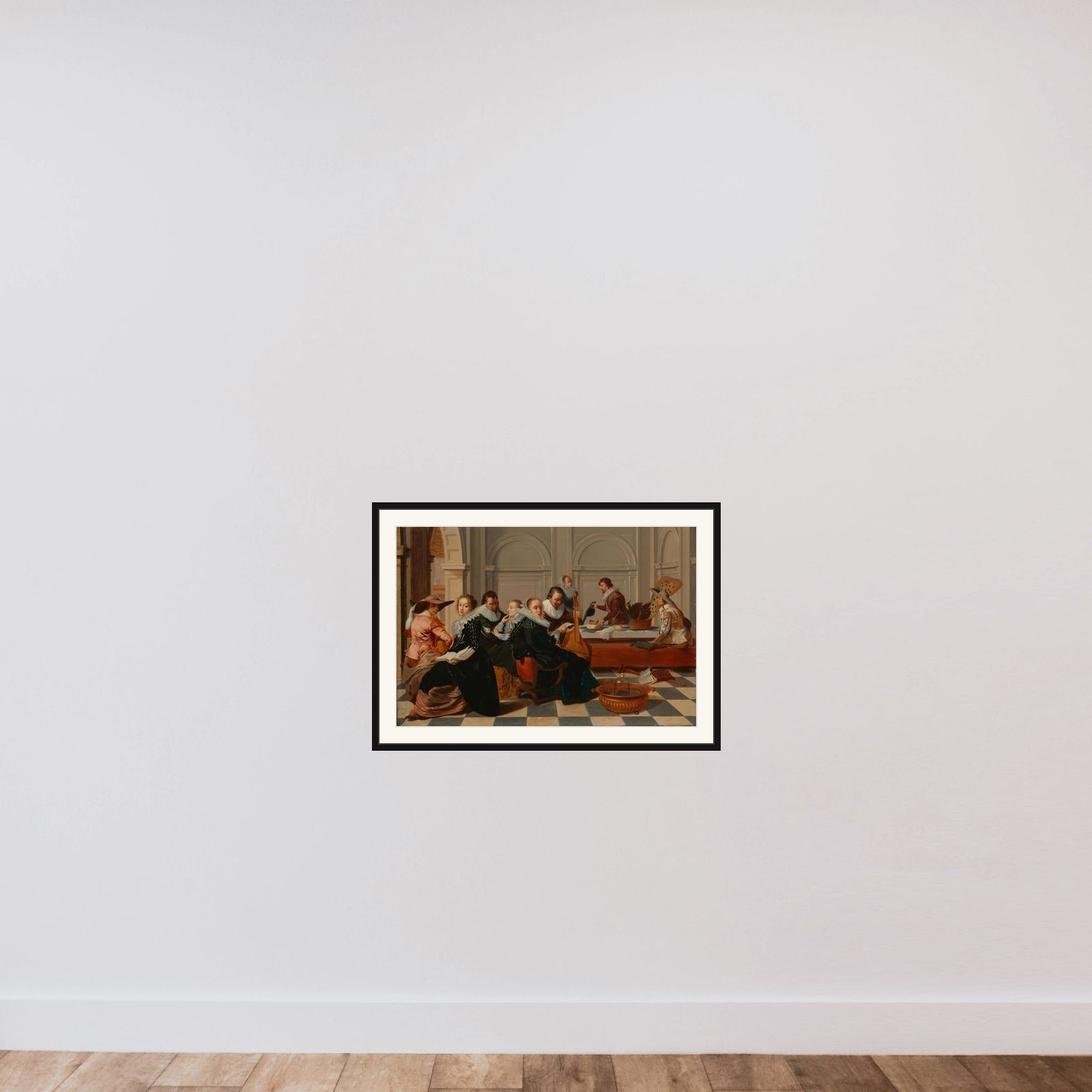 The Musical Gathering framed — shown to scale