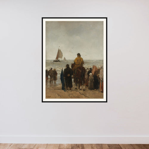 Arrival of the Boats framed — shown to scale