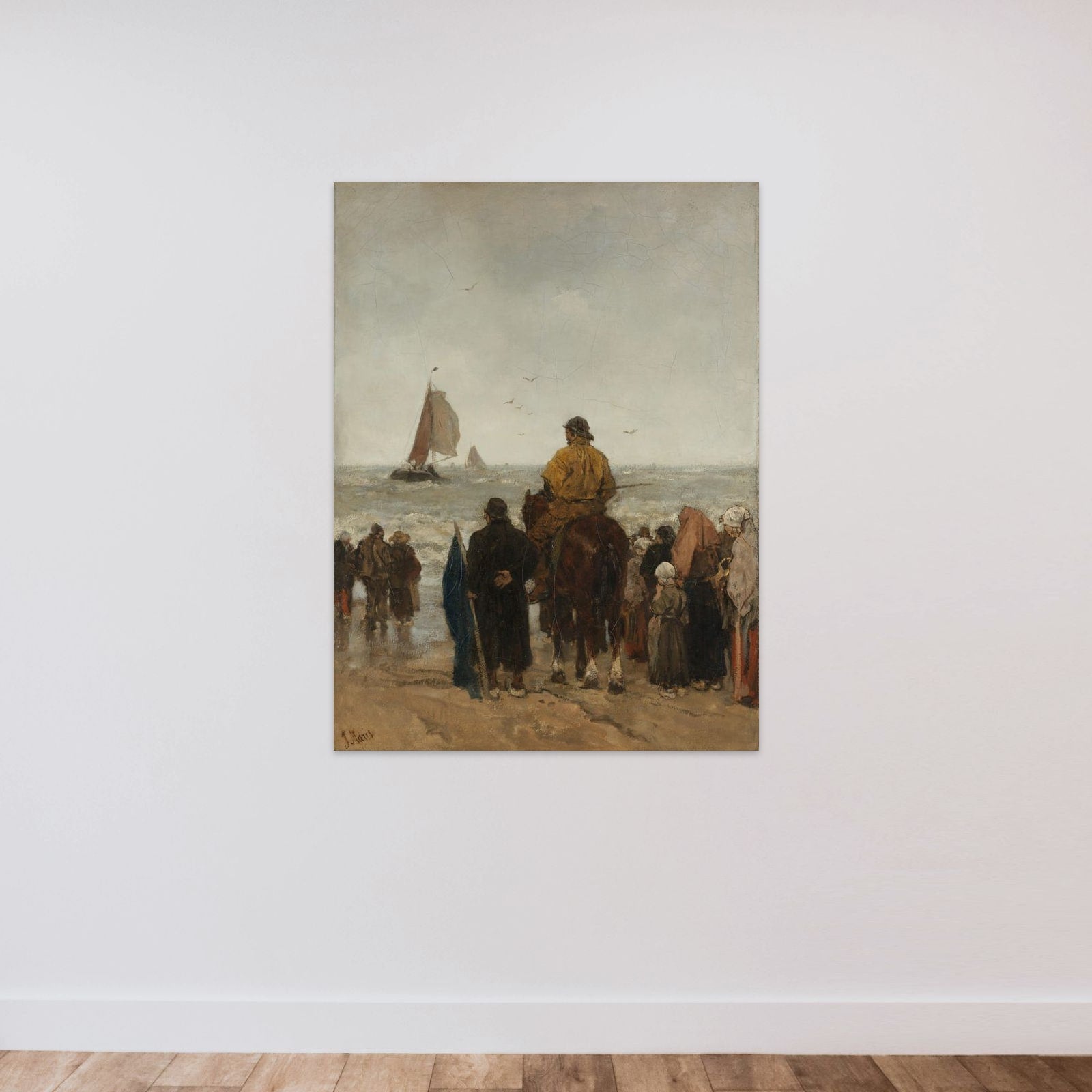 Arrival of the Boats unframed — shown to scale