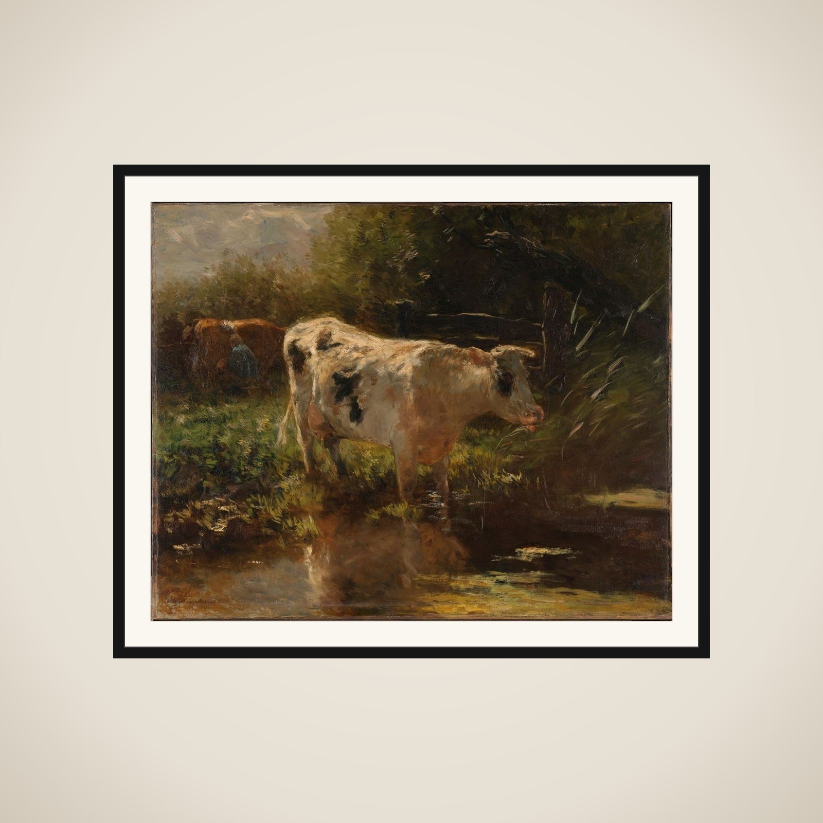 Cow beside a Ditch framed