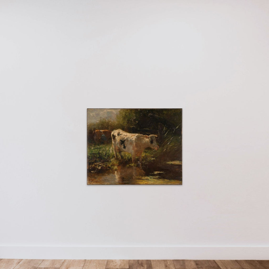 Cow beside a Ditch unframed — shown to scale