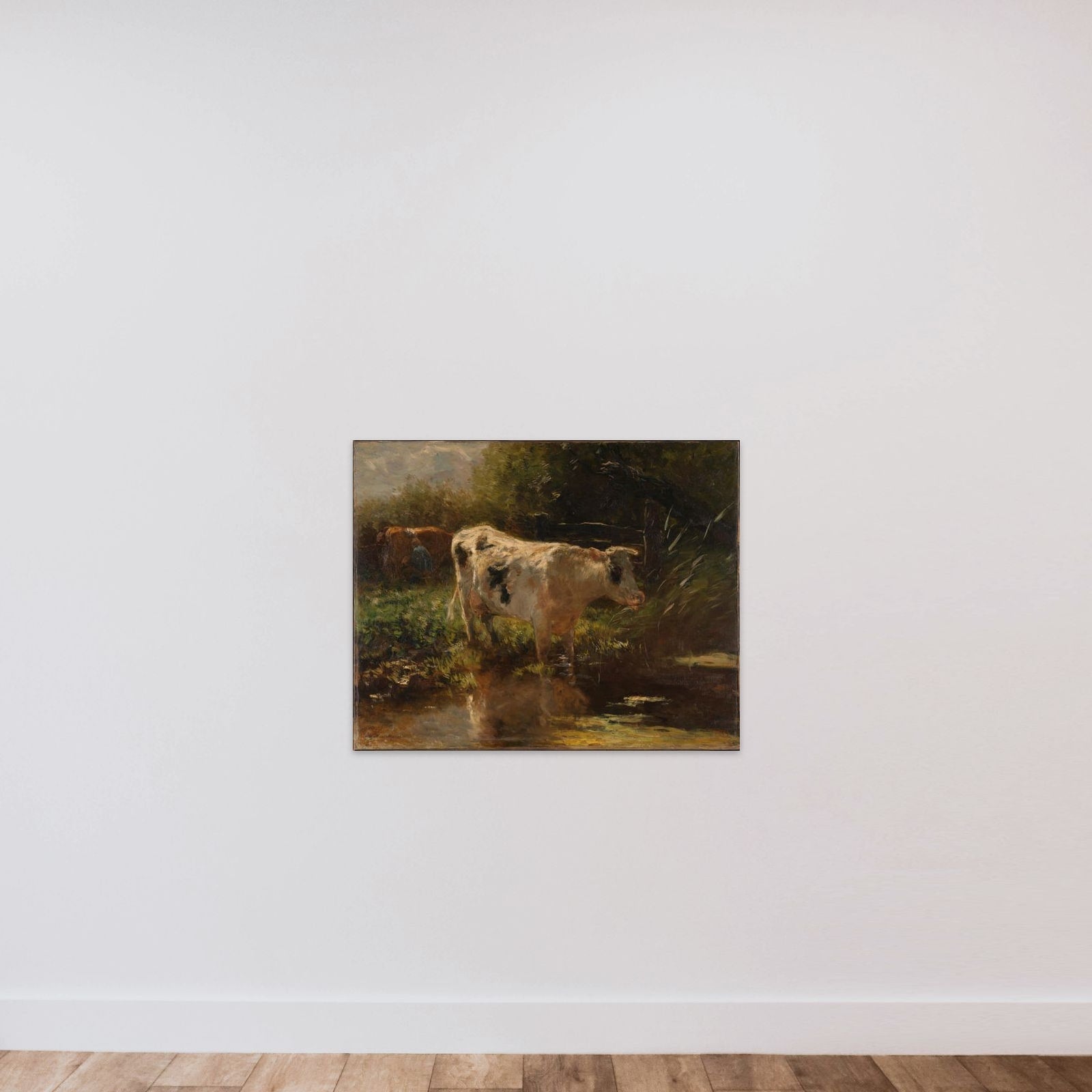 Cow beside a Ditch unframed — shown to scale