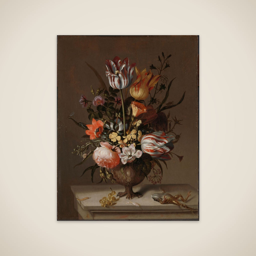 Still Life with a Vase of Flowers and a Dead Frog unframed print