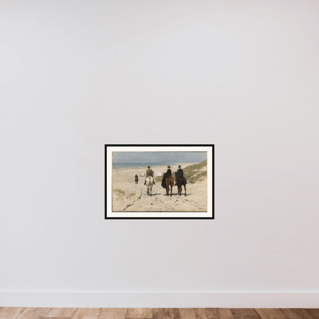 Morning Ride along the Beach framed — shown to scale
