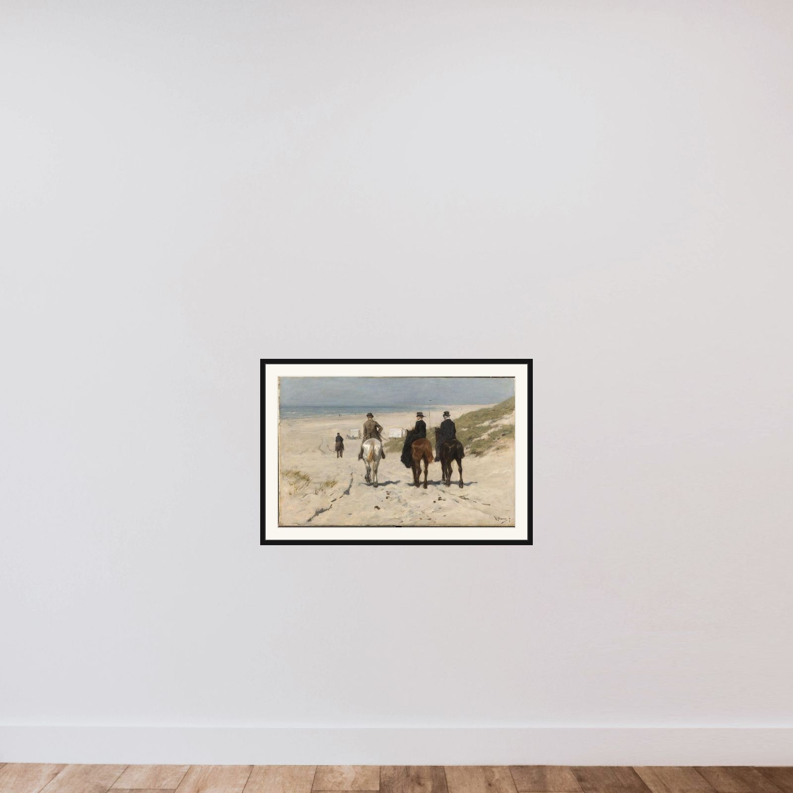 Morning Ride along the Beach framed — shown to scale