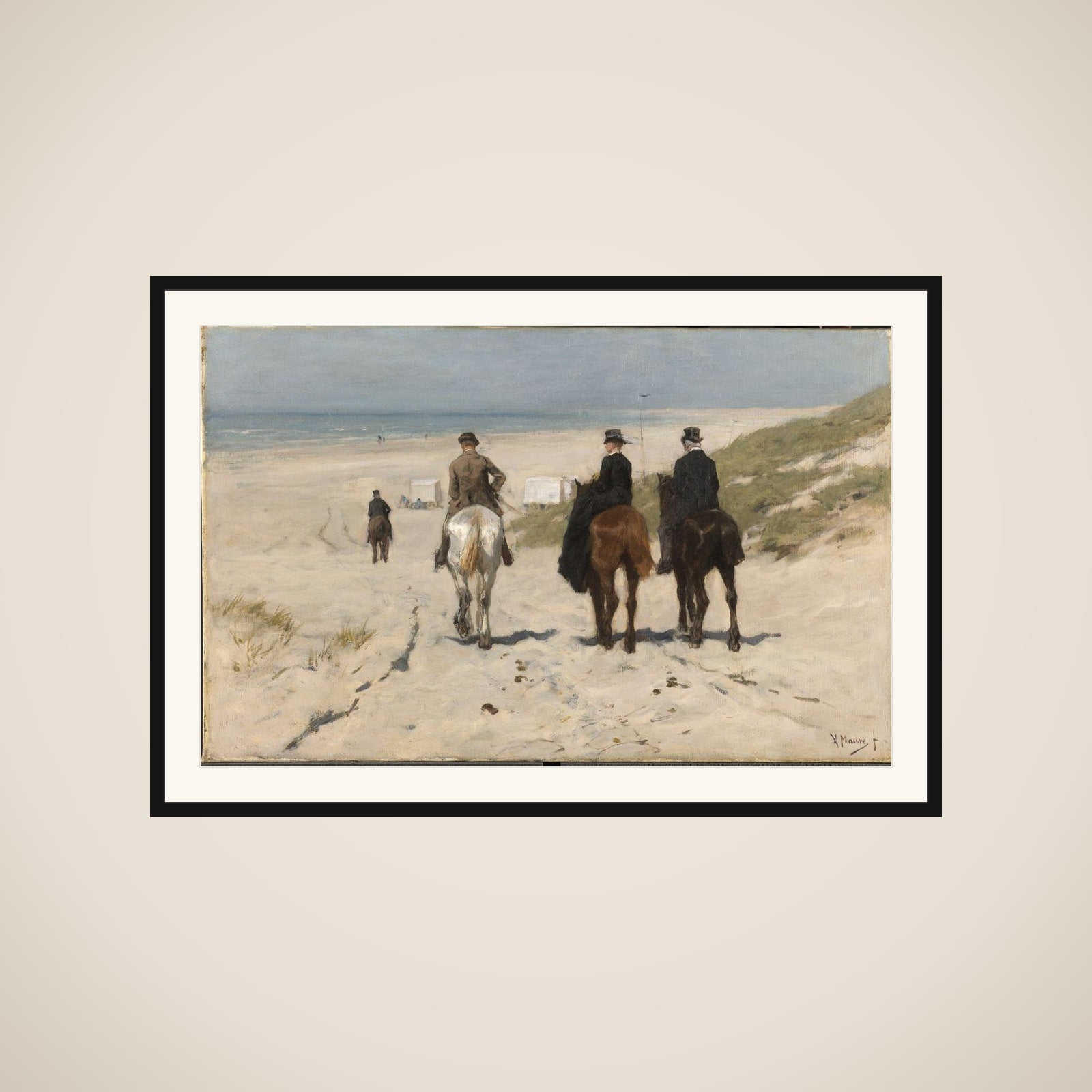 Morning Ride along the Beach framed