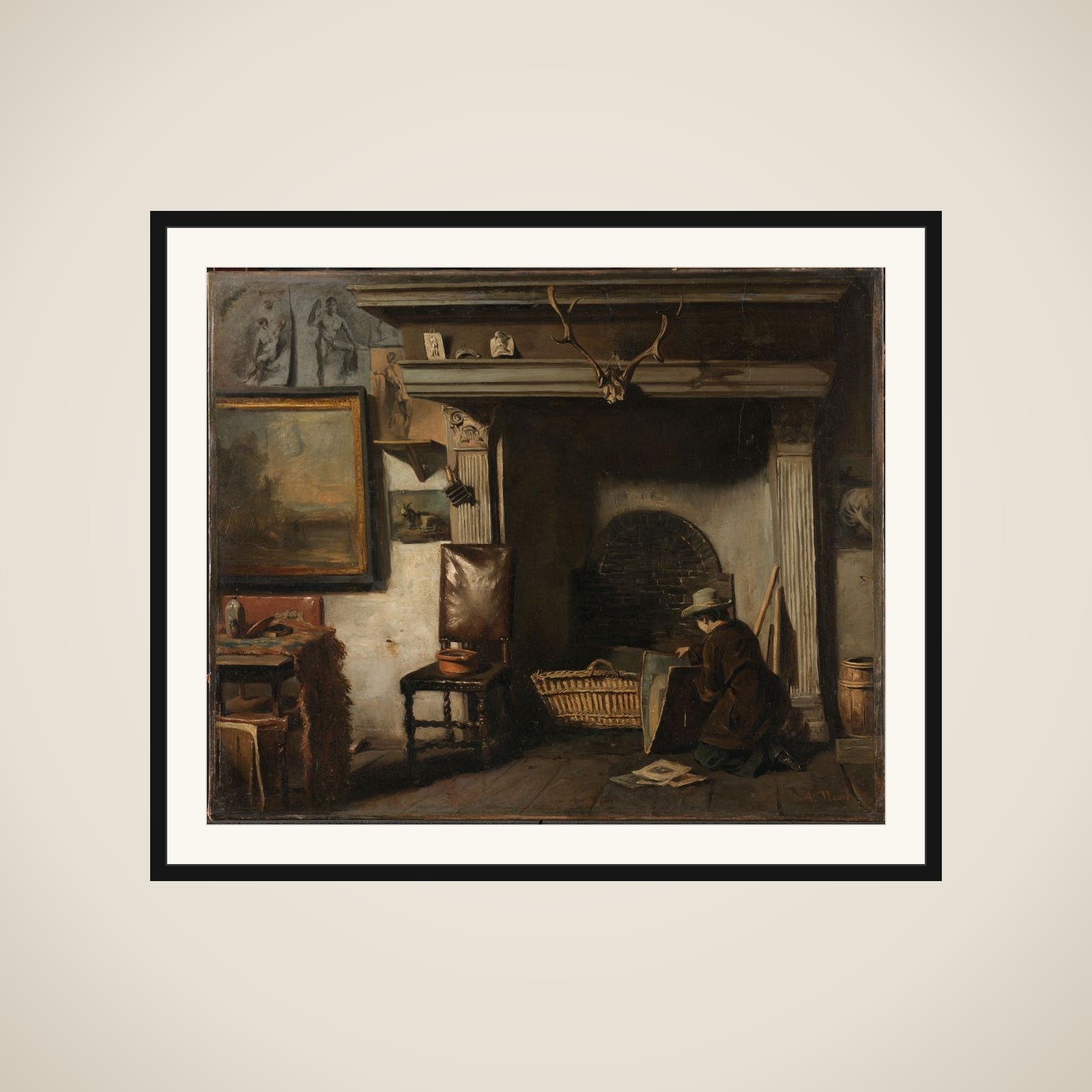 The Studio of the Haarlem Painter Pieter Frederik van Os framed