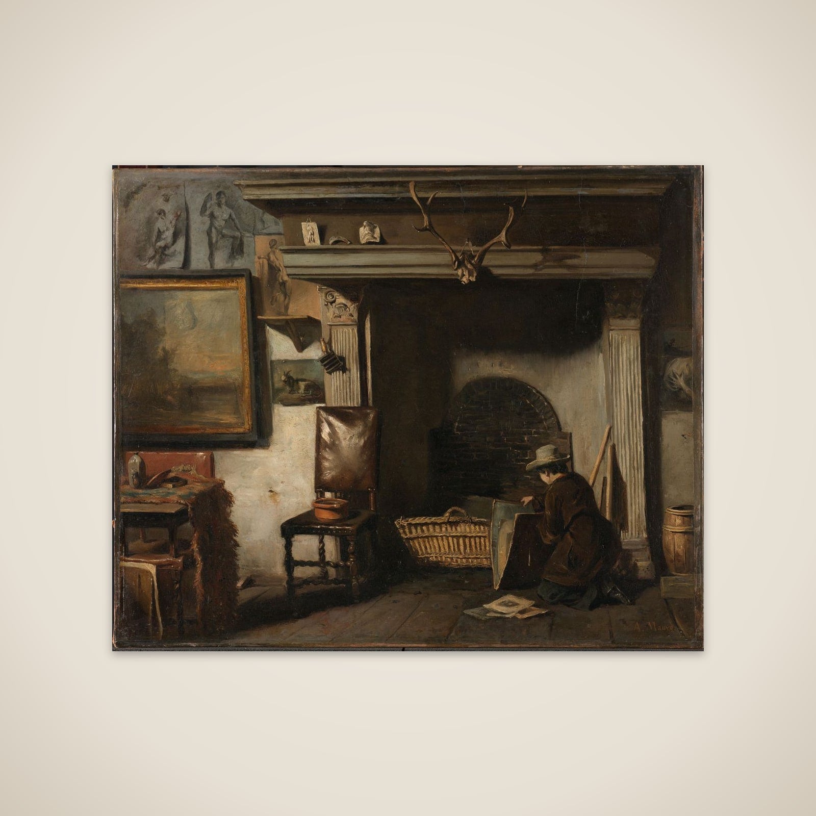 The Studio of the Haarlem Painter Pieter Frederik van Os unframed print