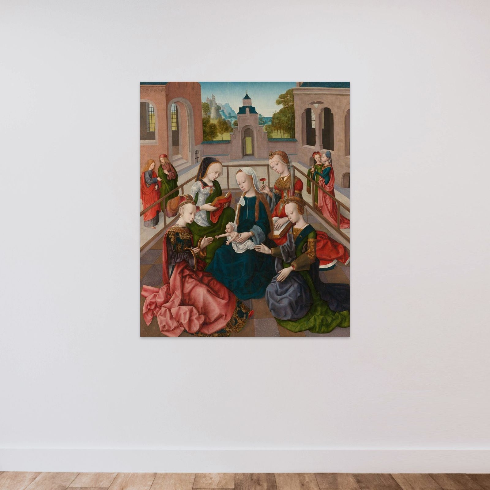 The Virgin and Child with Four Holy Virgins unframed — shown to scale