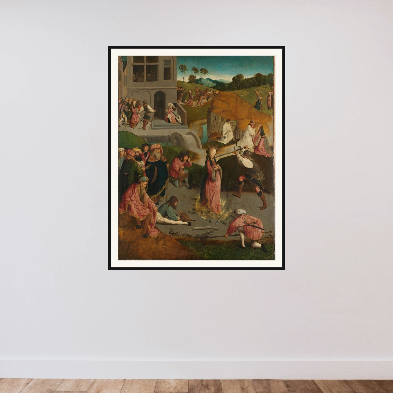 The Martyrdom of Saint Lucy framed — shown to scale