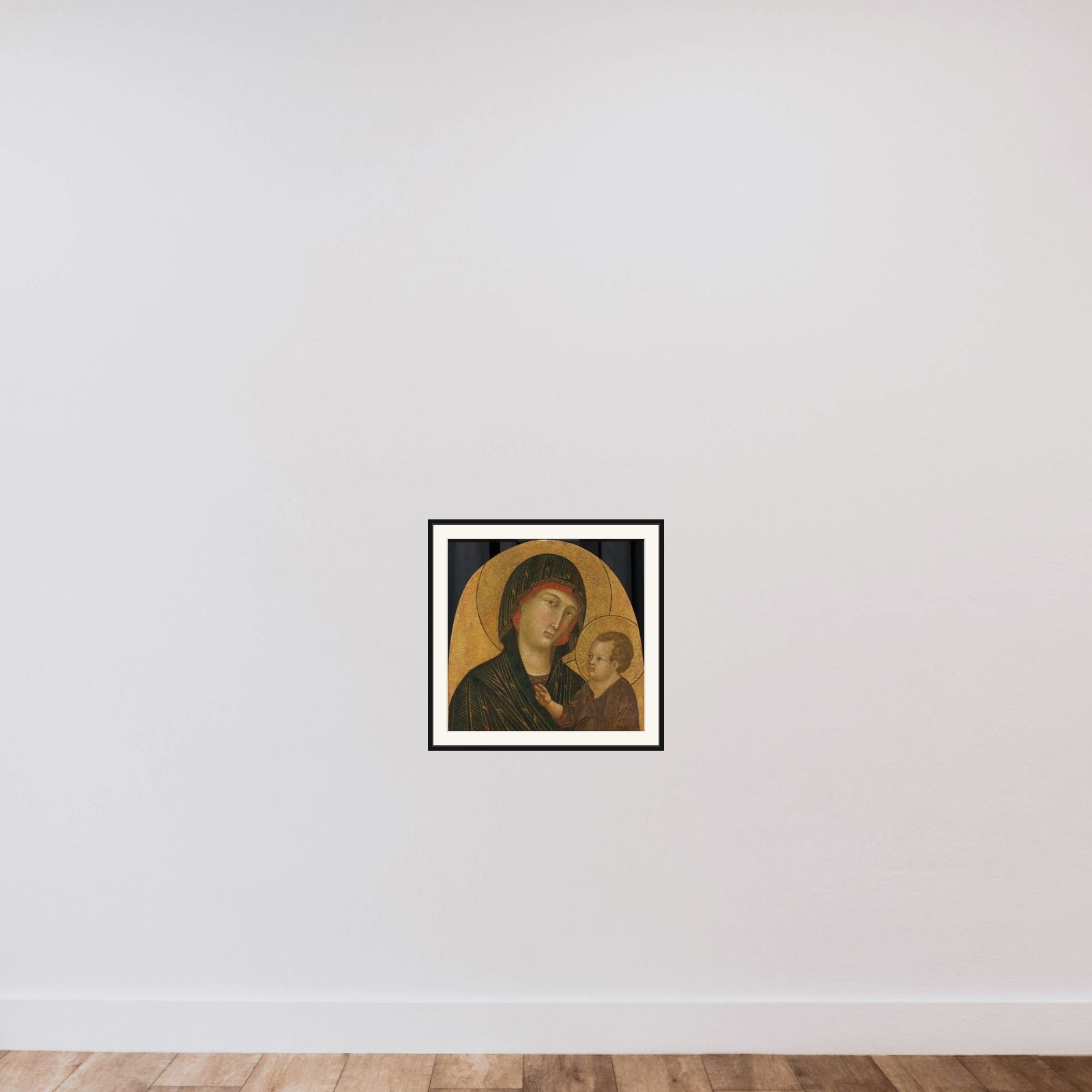 Madonna and Child framed — shown to scale