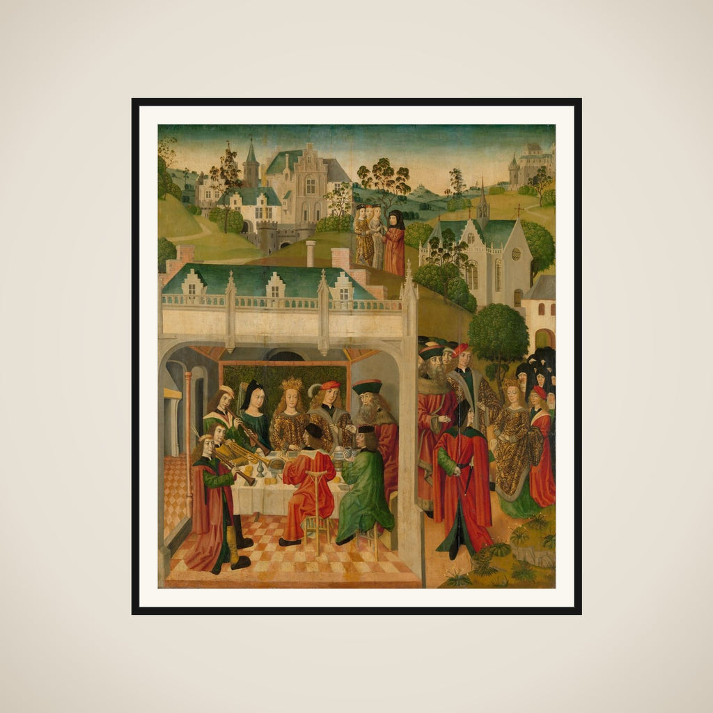 Wedding Feast of Saint Elizabeth of Hungary and Louis of Thuringia in the Wartburg, inner left wing of an altarpiece made for the Grote Kerk in Dordrecht framed
