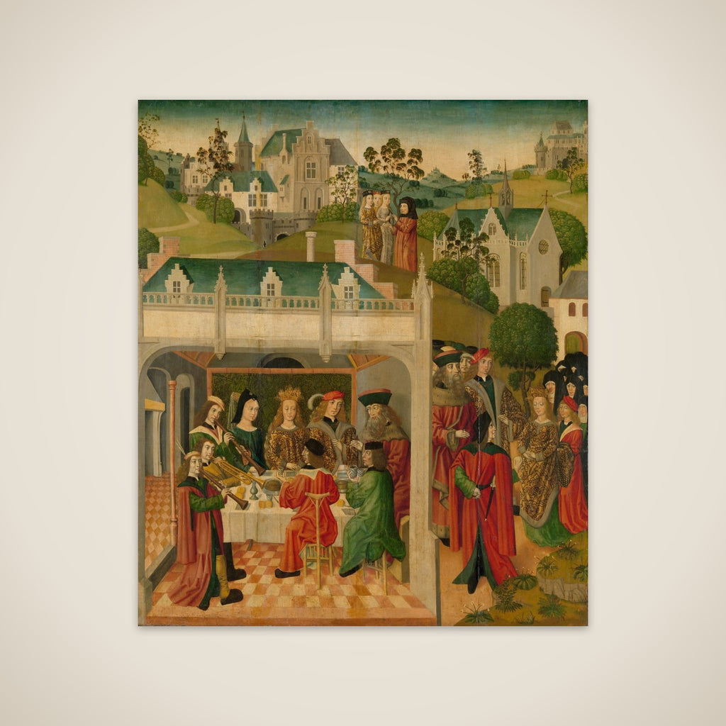 Wedding Feast of Saint Elizabeth of Hungary and Louis of Thuringia in the Wartburg, inner left wing of an altarpiece made for the Grote Kerk in Dordrecht unframed print