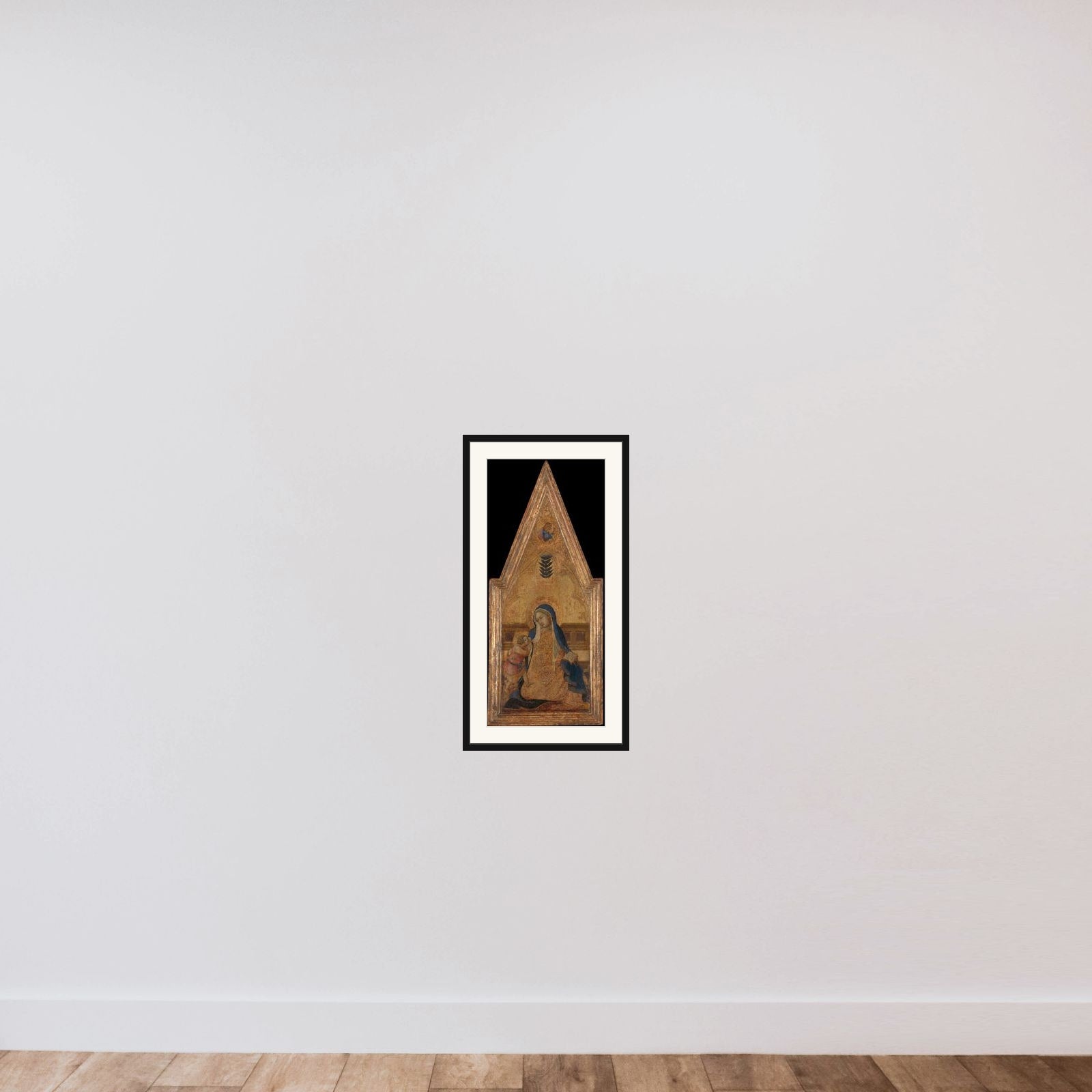 Madonna of Humility framed — shown to scale