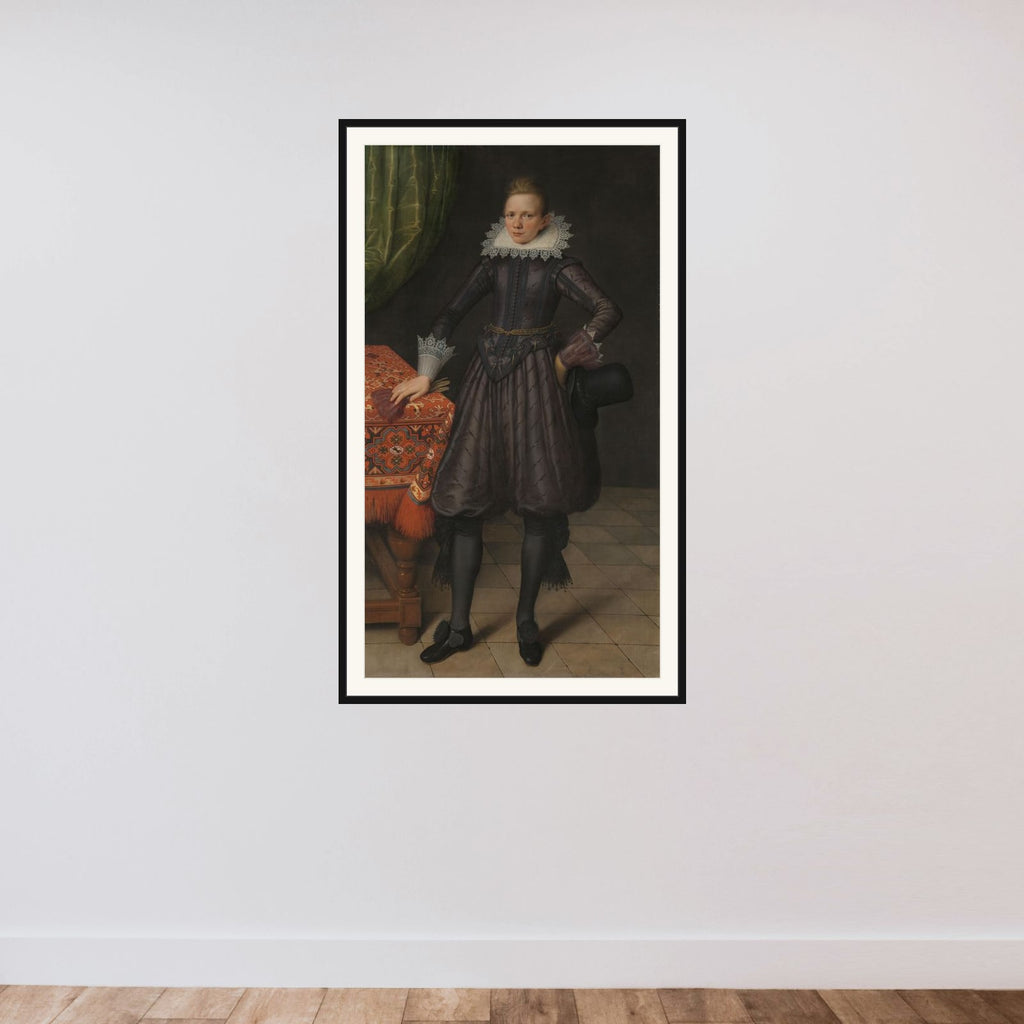 Portrait of Sir Peter Courten (1599-1624) framed — shown to scale