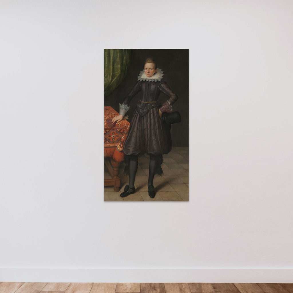 Portrait of Sir Peter Courten (1599-1624) unframed — shown to scale
