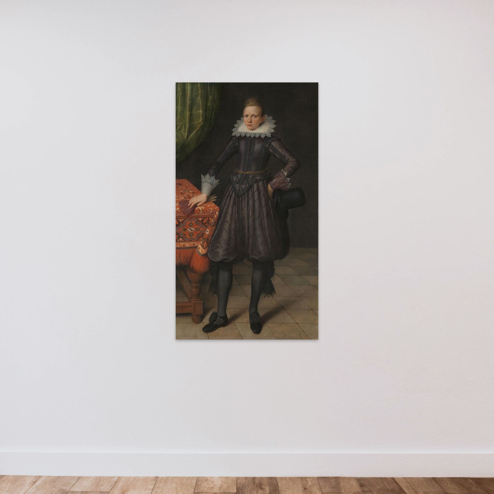 Portrait of Sir Peter Courten (1599-1624) unframed — shown to scale