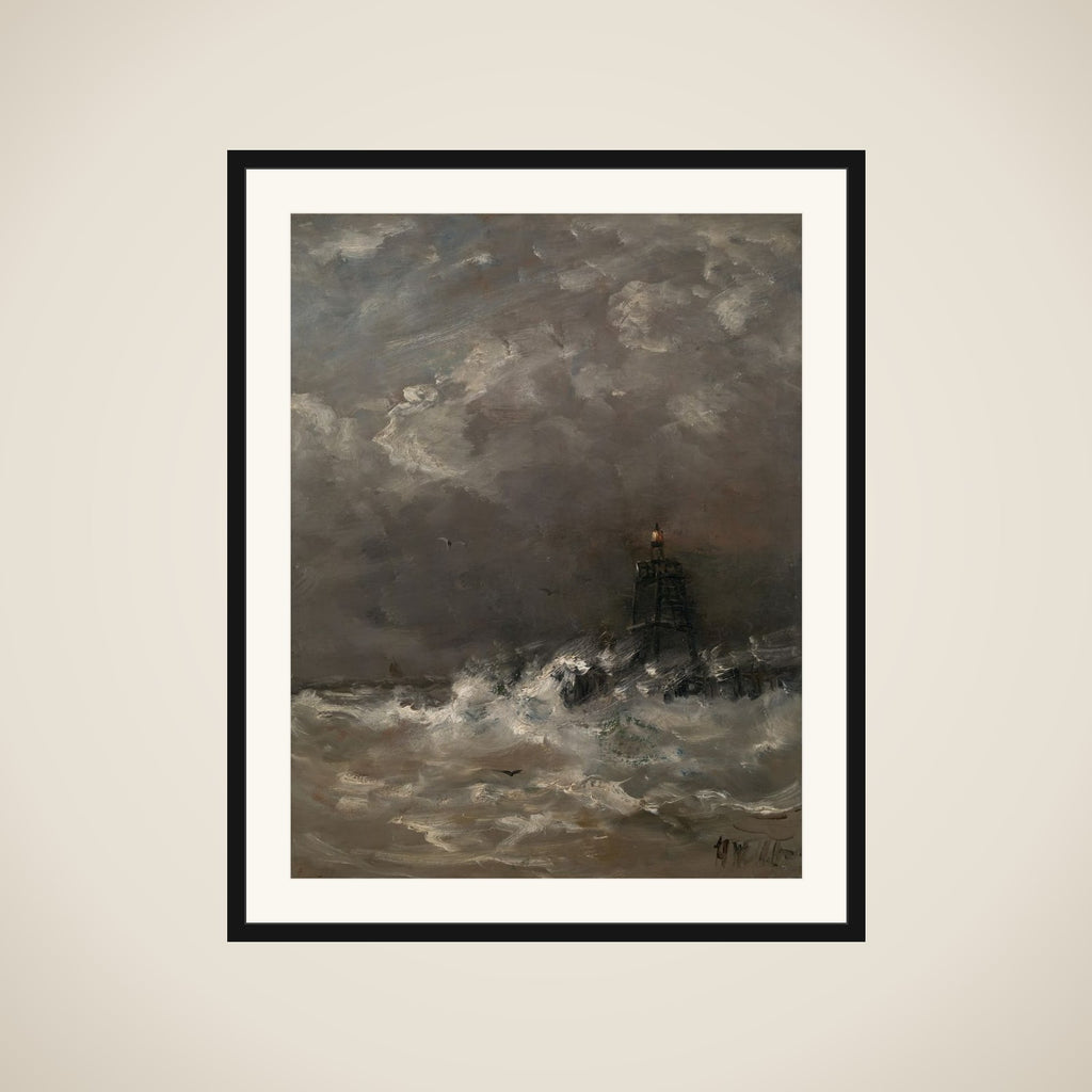 Lighthouse in Breaking Waves framed