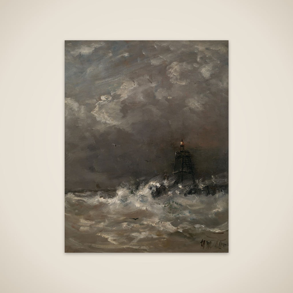 Lighthouse in Breaking Waves unframed print