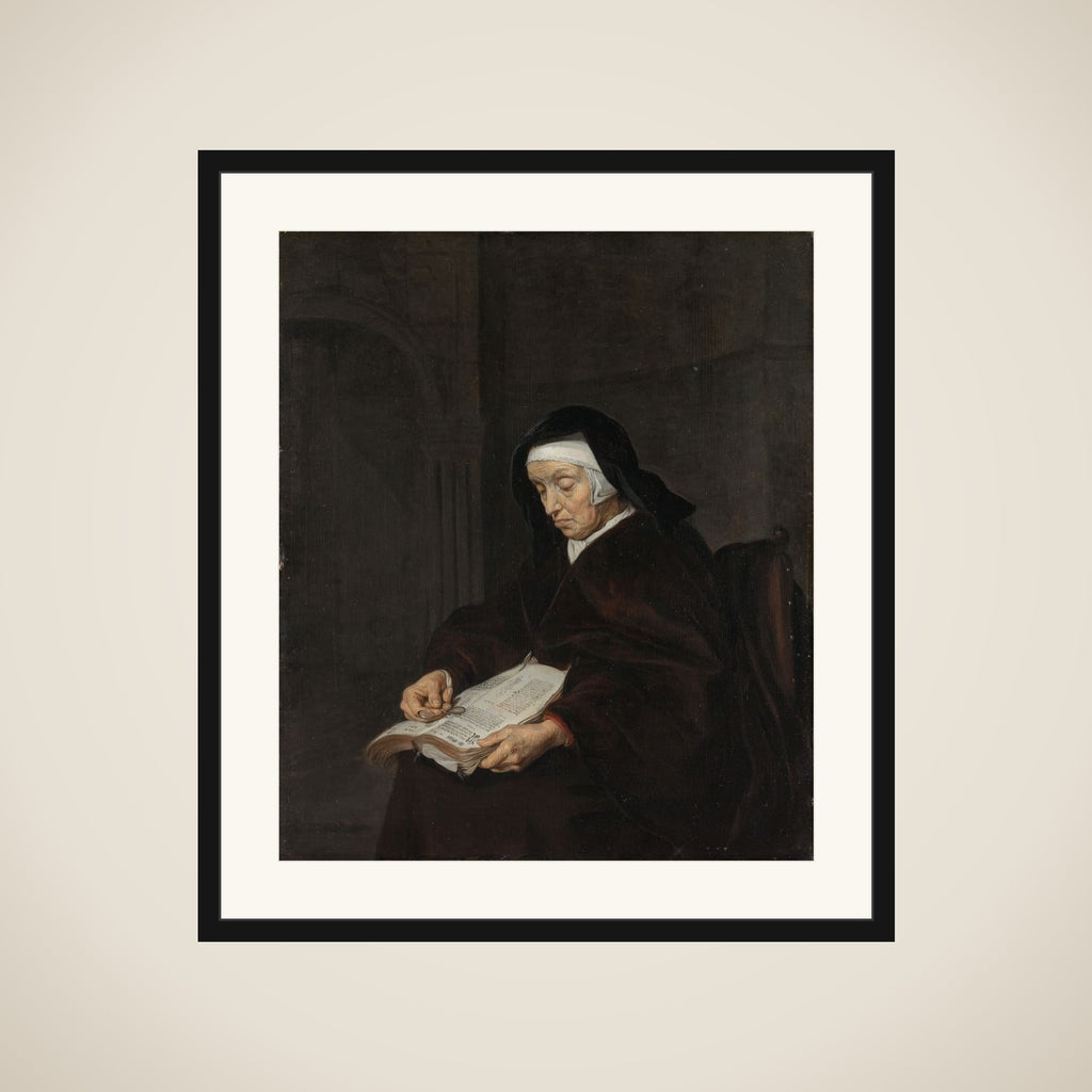 Old Woman Meditating framed