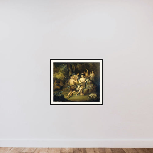 "Shepherds and Shepherdesses in a Landscape framed — shown to scale