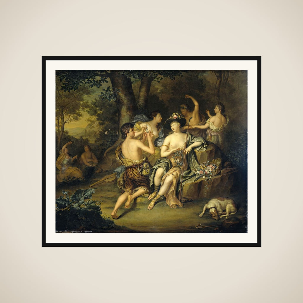 "Shepherds and Shepherdesses in a Landscape framed