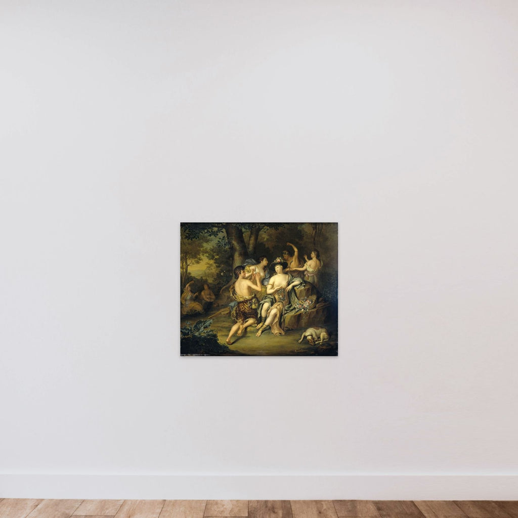 "Shepherds and Shepherdesses in a Landscape unframed — shown to scale