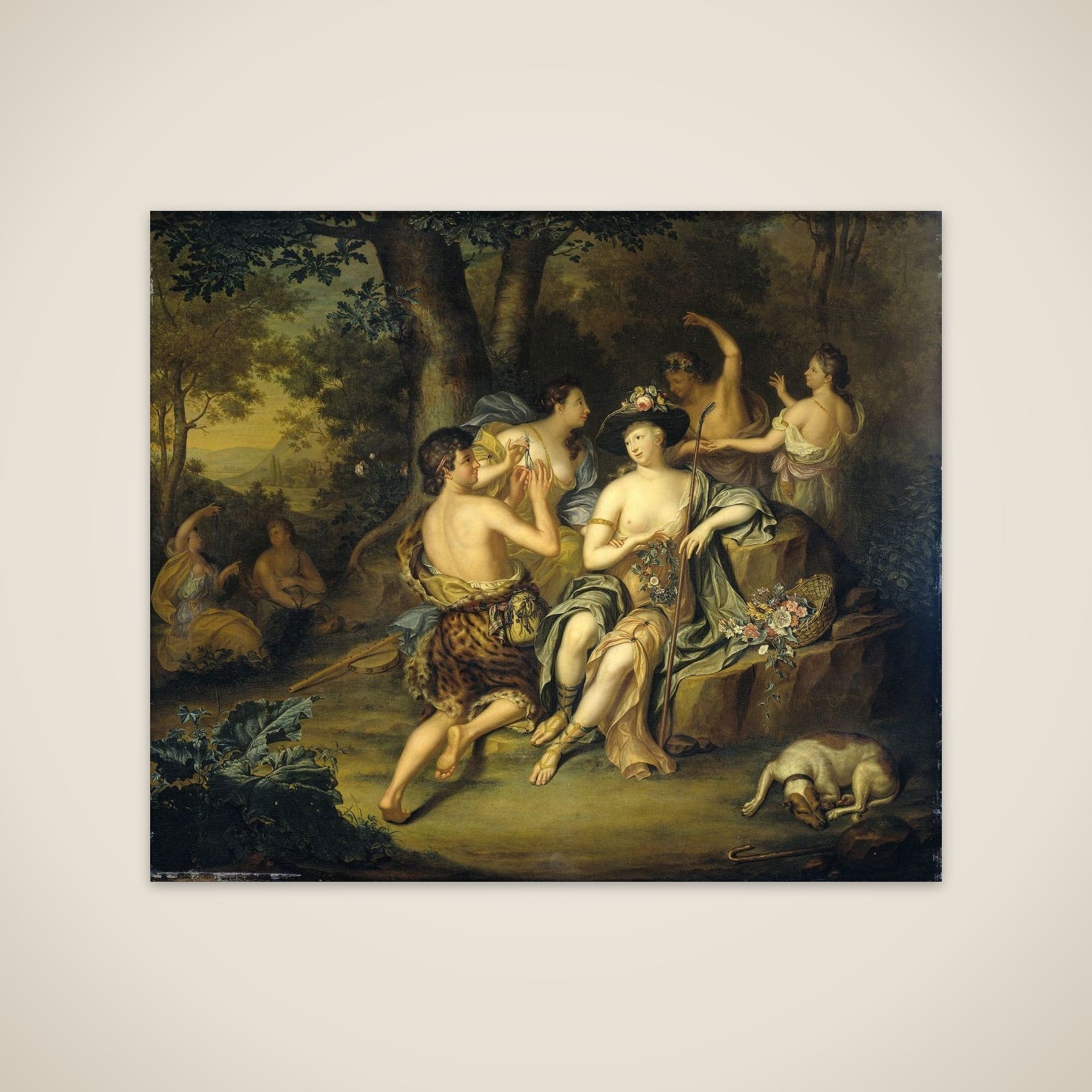 "Shepherds and Shepherdesses in a Landscape unframed print