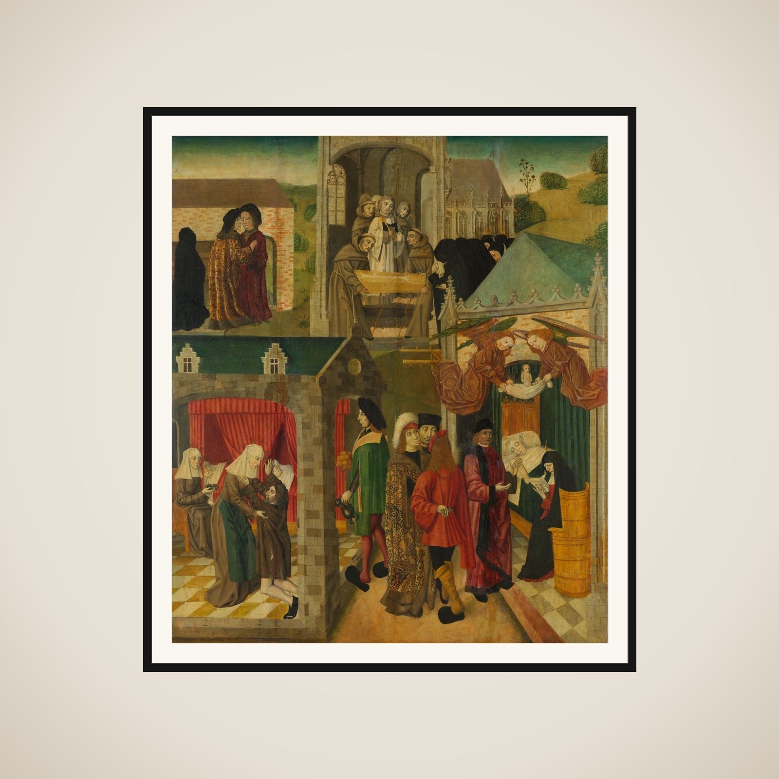 Saint Elizabeth of Hungary Tending the Sick in Marburg, Death of St Elizabeth, inner right wing of an altarpiece made for the Grote Kerk in Dordrecht framed