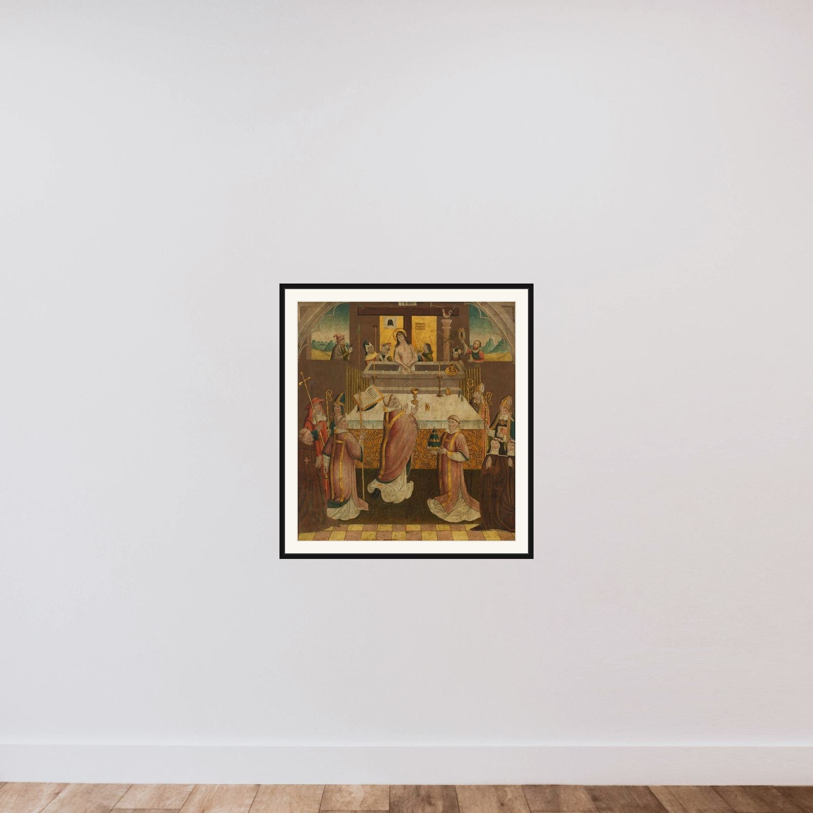 Mass of Saint Gregory framed — shown to scale