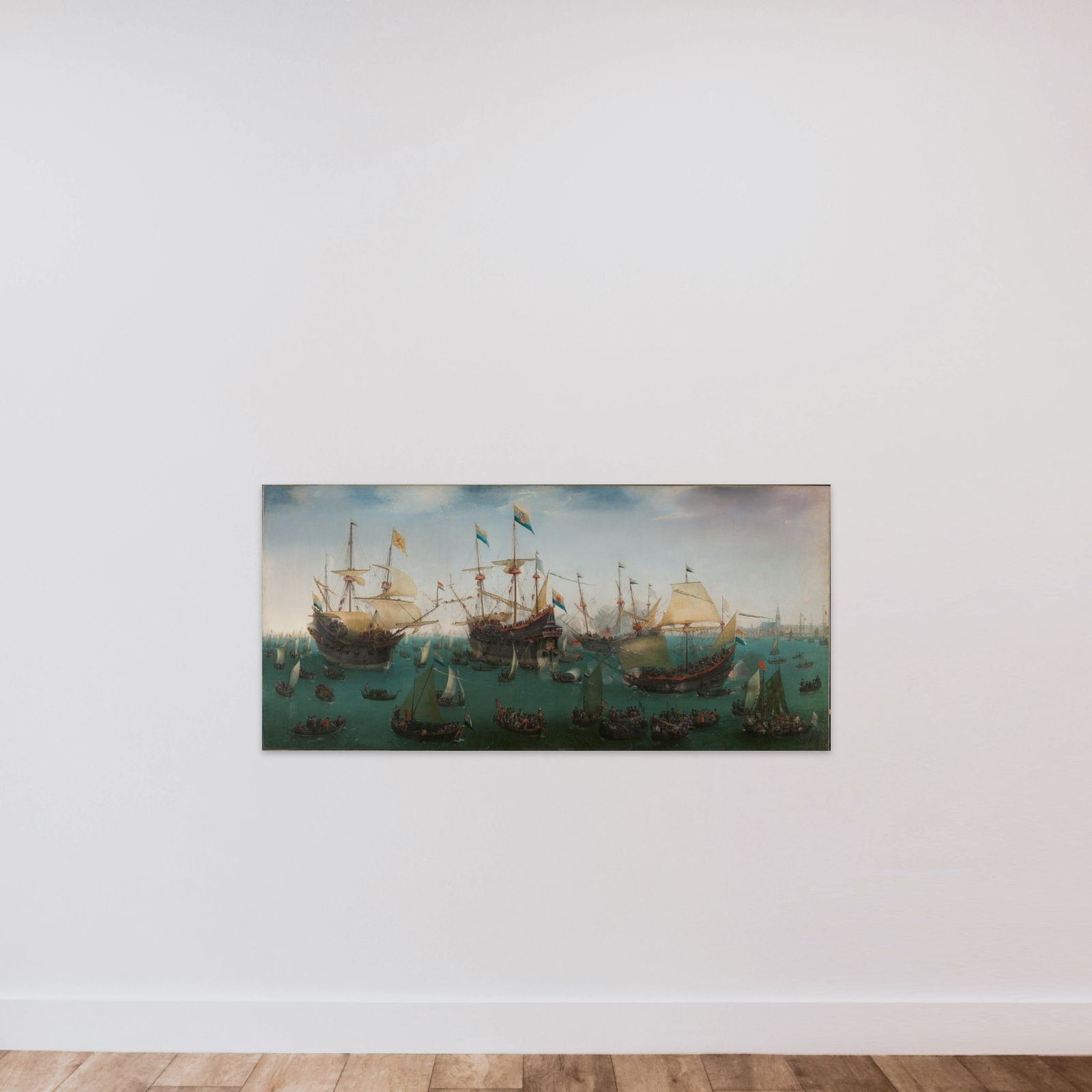 The Return to Amsterdam of the Second Expedition to the East Indies, 19 July 1599 unframed — shown to scale