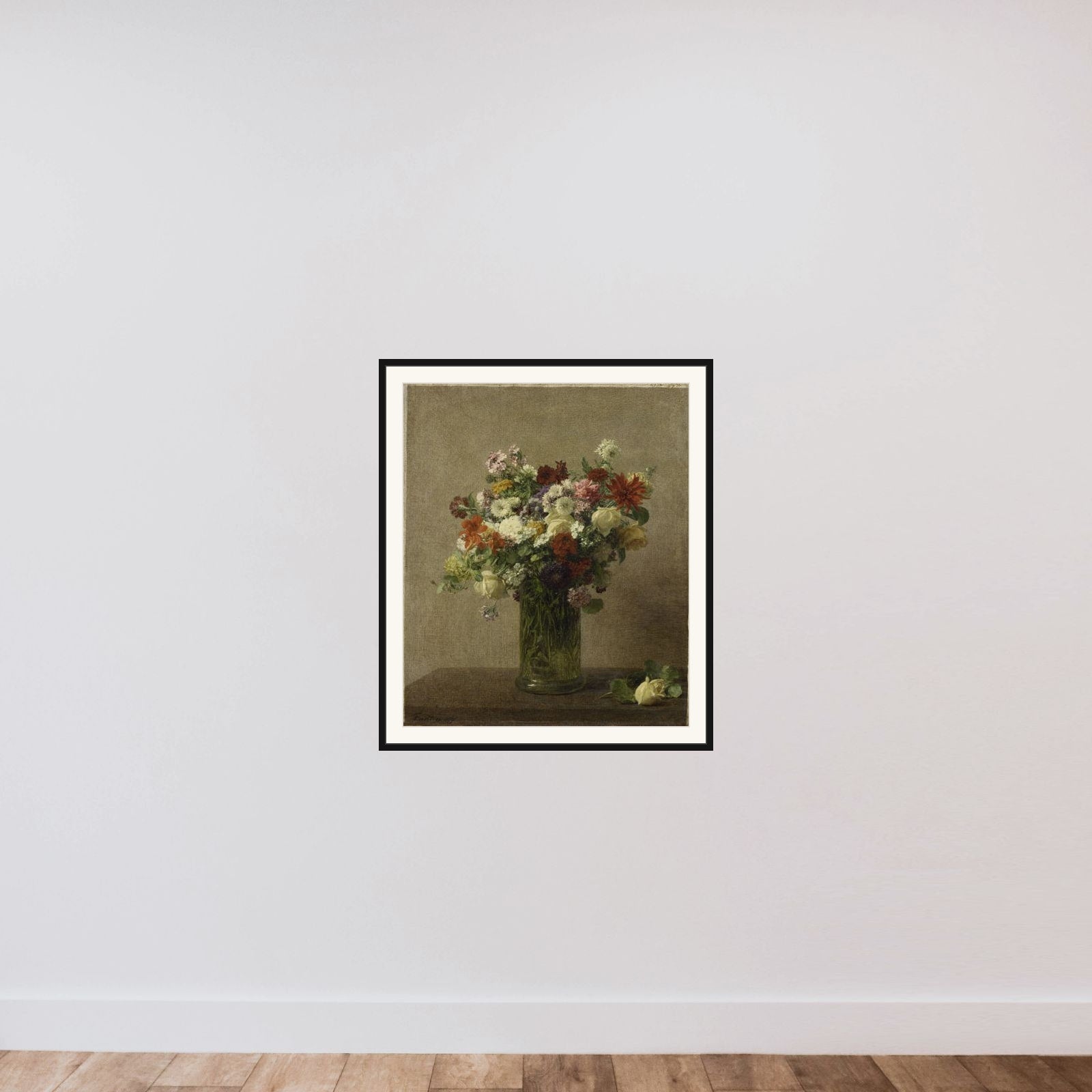 Still Life with Flowers framed — shown to scale