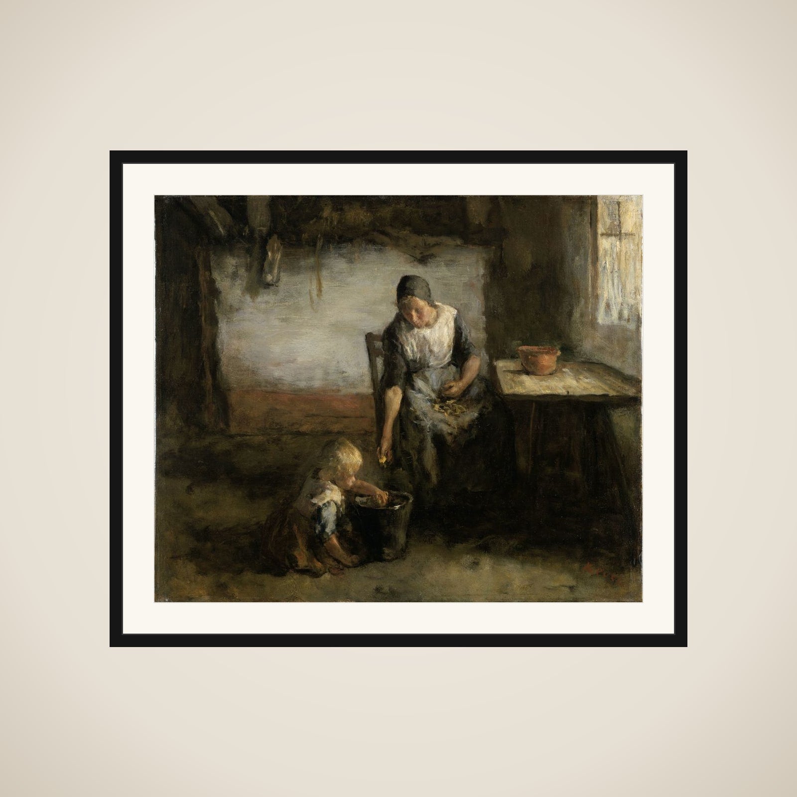 Woman Peeling Potatoes framed