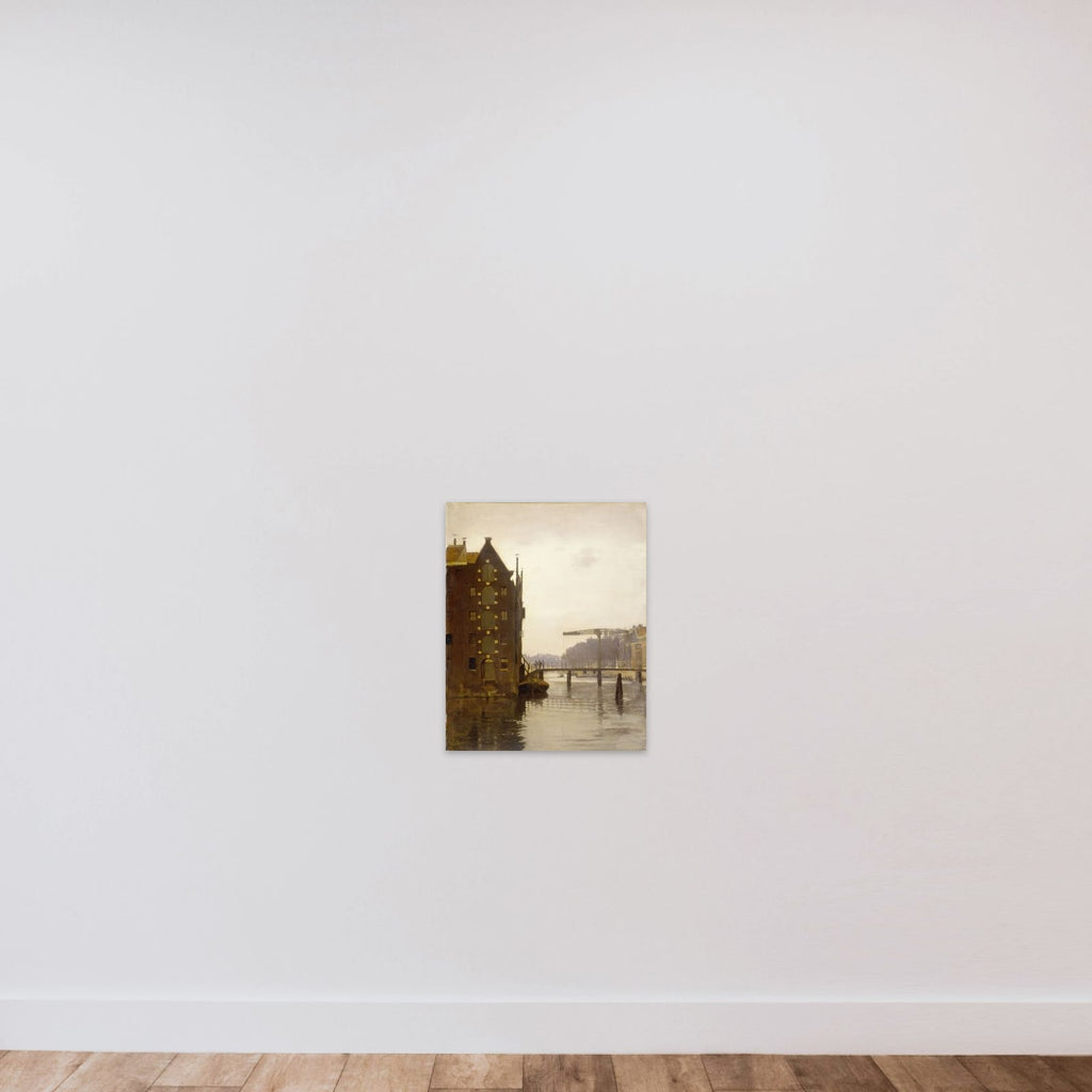 Gezicht vanaf de Rapenburgwal op de Peperbrug en het pakhuis Sweeden unframed — shown to scale