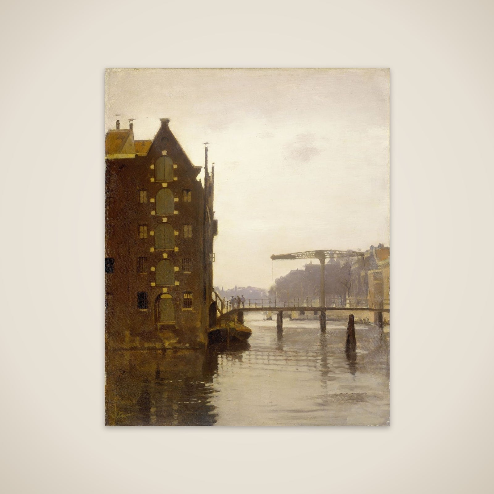 Gezicht vanaf de Rapenburgwal op de Peperbrug en het pakhuis Sweeden unframed print
