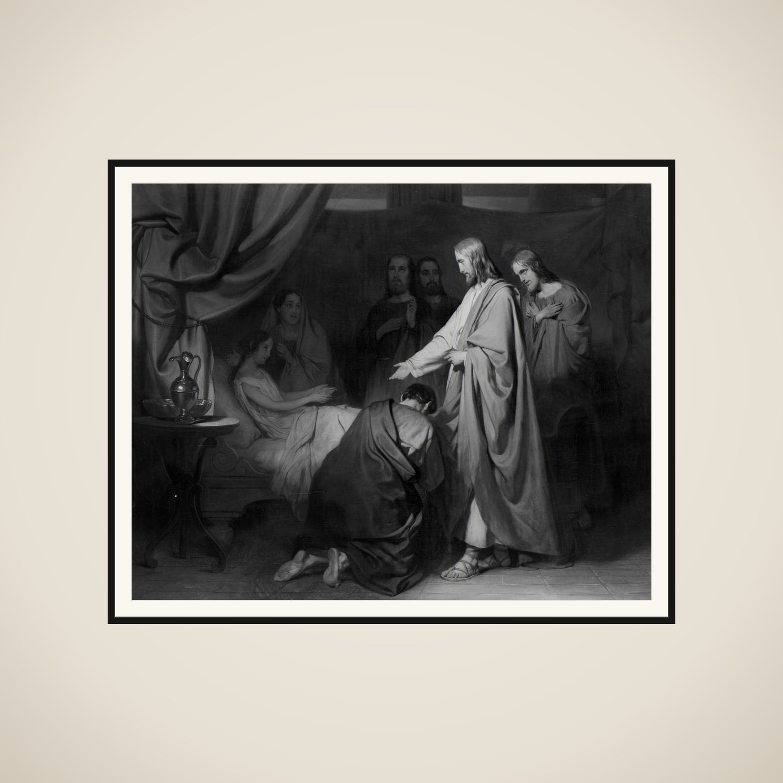 De opwekking van het dochtertje van Jaïrus framed